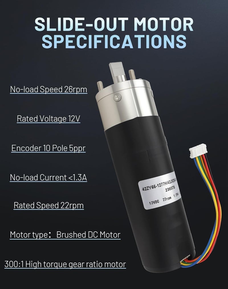 Radvik 236575 RV in-Wall Slide-Out Motor Compatible with Lippert Schwintek Systems, 300:1 High Torque Gear Ratio, IG-42 Motor Assembly, 12V DC - Image 3